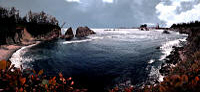 Oregon coast panorama - storm clouds over Cape Arago