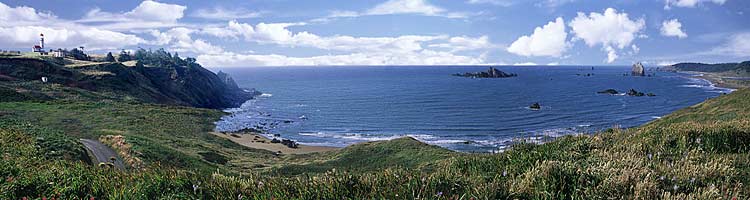 Cape Blanco Lighthouse panorama picture on the southen Oregon coast;Pacific ocean photo sold as framed photo or gallery wrap canvas