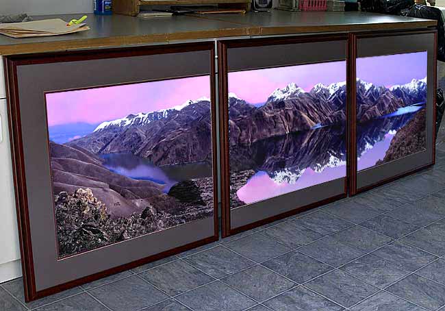 Brownlee Dam's Reservoir in wooden mahogany frame