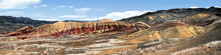 Painted Hills panorama, Oregon's Painted Hills is part of the John Day Fossil Beds National Monument