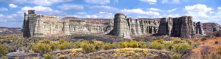 Pillars of Rome Panorama is an eastern Oregon Geology photo; Rome Cliffs sold as framed photo or canvas