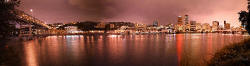 Willamette River and bridges; nighttime Portland cityscape