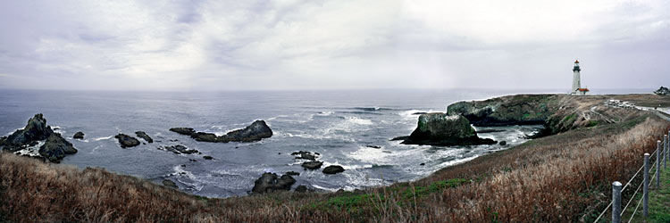 Yaquina Head Lighthouse Panorama; At 93 feet, tallest Lighthouse in Oregon; sold as framed photo or canvas