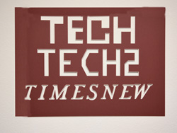 Fonts = Tech, Tech2, Times New Roman Italics; Auburn mat