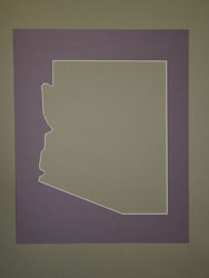 Arizona shaped mat cut from Gray Plum board