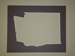 Washington shaped mat cut from Sable board