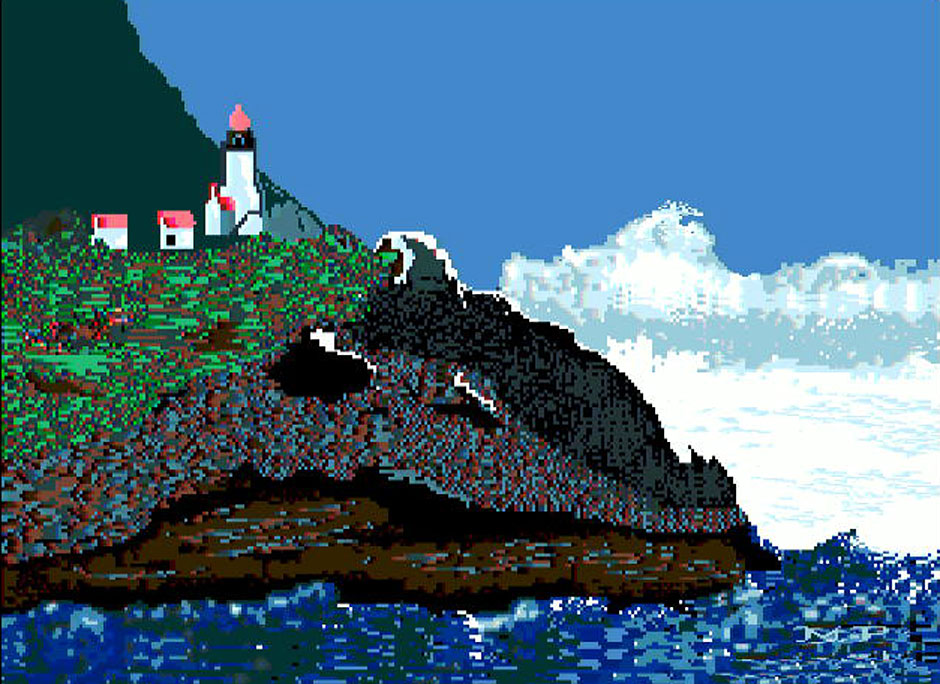 Buy this early computer paintings - computer enhanced lighthouse picture