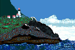 early computer paintings - computer enhanced interesting lighthouse picture