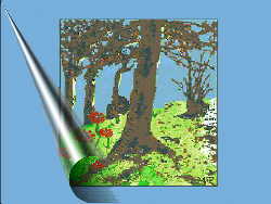 early computer paintings - park, trees woodland; curl special effect
