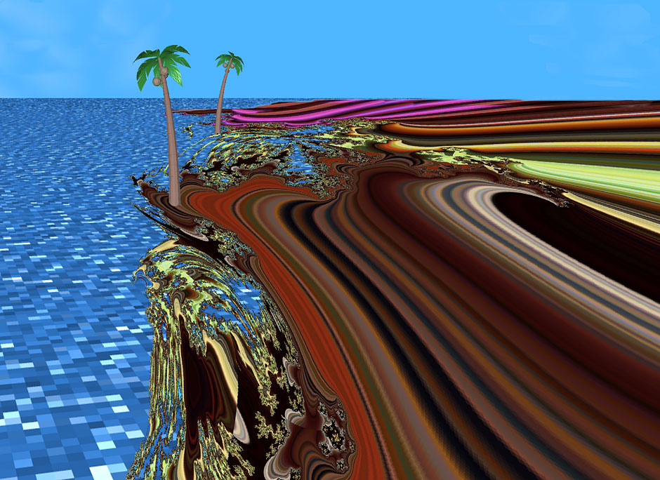 Buy this palm tree drawing with fractal coast picture