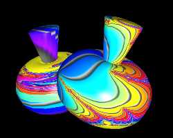Fractal geometry - rendered pattern mapped to jug shape using Virtual Reality program