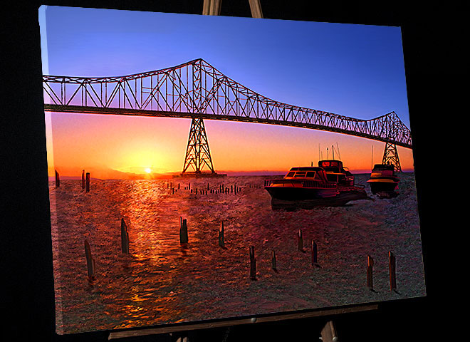 Astoria Bridge Sunset Painting; excellent on gallery wrap canvas or framed art