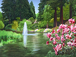 Crystal Springs Rhododendron Garden Pond; Painting sold as framed art, ready to hang canvas or digital files