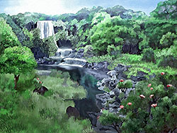 Boiling Pots Painting in Wailuku State Park; Hilo Hawaii picture sold as framed art or canvas