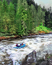 Idaho Rafters on Lochsa River Painting; picture available as framed art, canvas or file