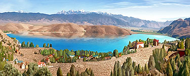 Topaz Lake Painting; California-Nevada border; Painting of Wellington Hills, Antelope Valley for framed art or canvas