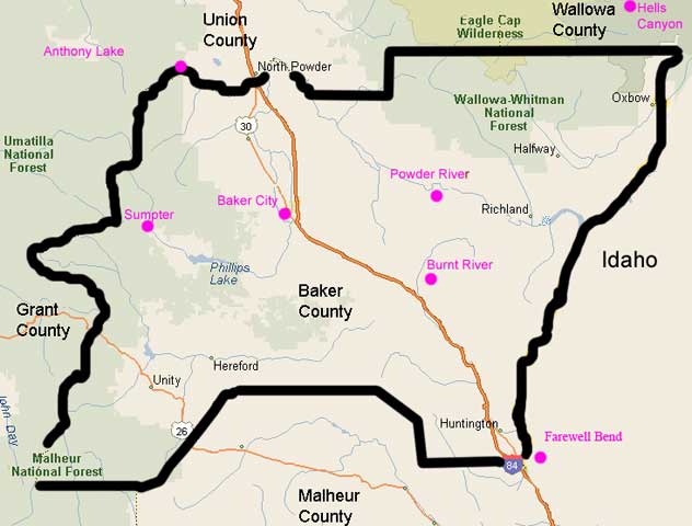Baker County Map Oregon Photo Locations