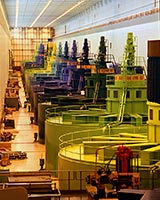 Colorful turbines at the John Day Dam on Columbia