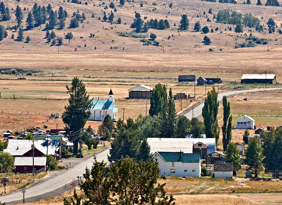 City of Fox, Oregon with the Fox Church