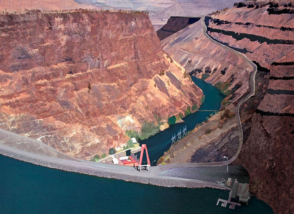 A computer painting of Lake Billy Chinook near Madras, Oregon