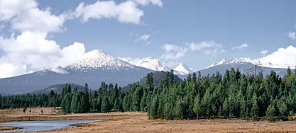 Mt. Bachelor (9,065 feet) with Snow,  Three Sisters (Faith, Hope, Charity)