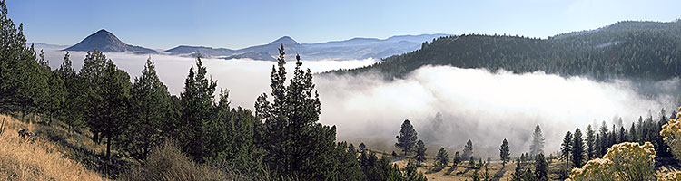 Black Butte panorama; Ochoco Forest picture of Valley fog