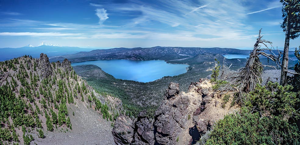 Paulina Lake and East Lake from Paulina Peak in Central Oregon