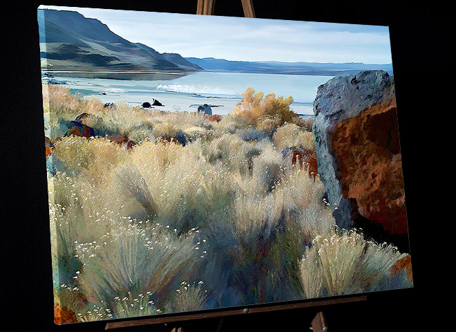 Lake Abert-an Oregon Playa (alkali) Lake painting for sale as canvas, framed print or file