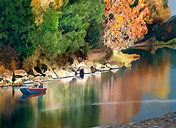 A Fisherman at Singleton Park - confluence of N and S Umpqua River - Roseburg