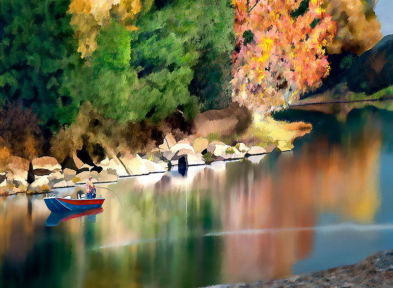 Fisherman at Singleton Park; confluence of North & South Umpqua Rivers
