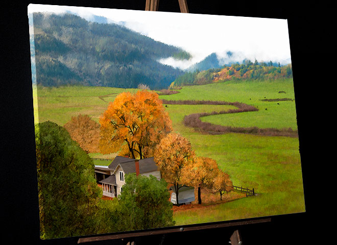 Painting of Homestead in Round Prairie near Roseburg Oregon