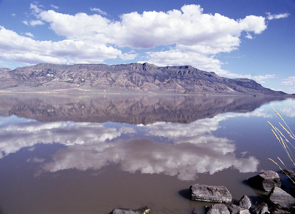 Hart Mountain reflected in Hart Lake - Warner Basin of Oregon's Basin Range