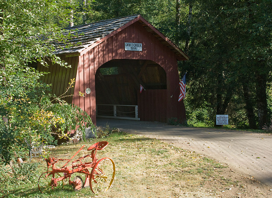 Photogenic Drift Creek Covered Bridge (1914) in Lincoln City