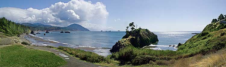 Battle Rock in Port Orford, Oregon on the Pacific Coast; Oregon Beach photo
		   available as framed photo or canvas