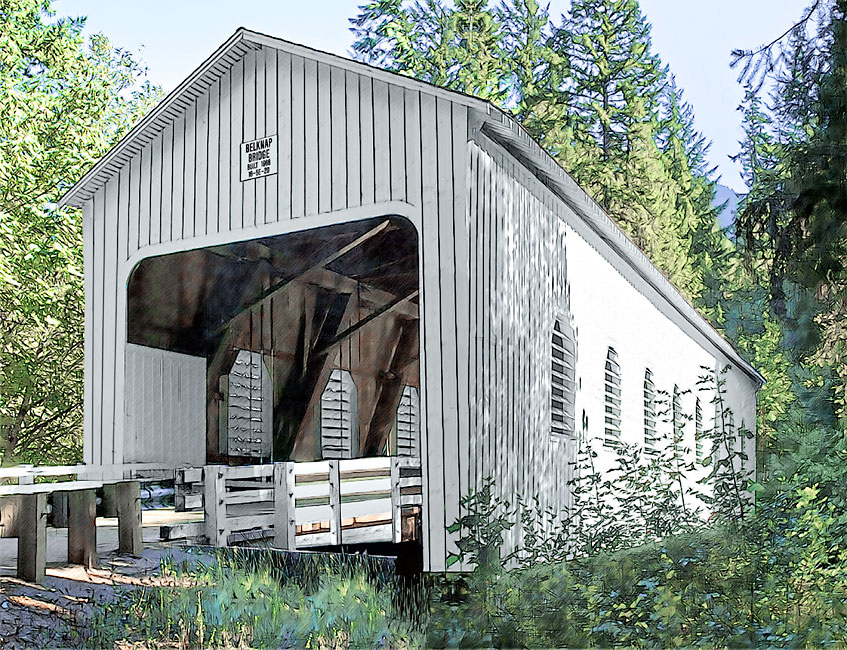 Belknap Covered Bridge over McKenzie River 44°10'04.8"N  122°13'41.8"W