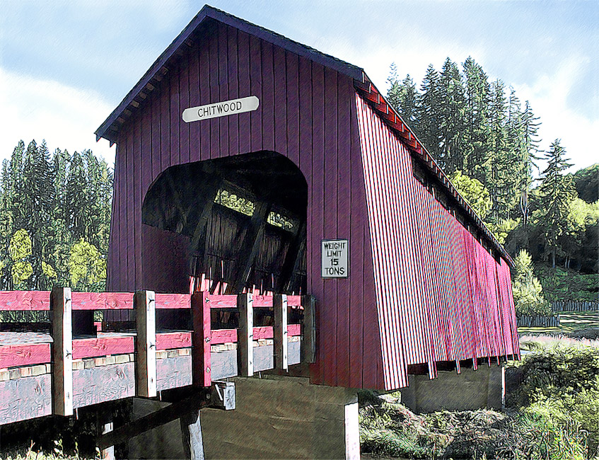 Chitwood Covered Bridge near Corvallis 44°39'15.2"N 123°49'03.9"W