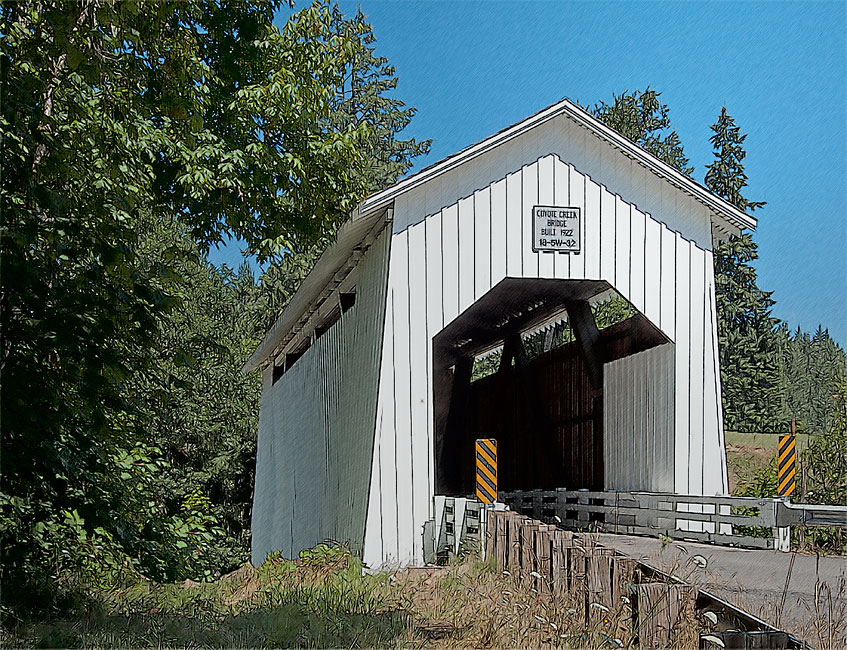 Coyote Creek Covered Bridge, Lane County 43°58'11.3"N 123°19'07.8"W