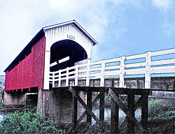 1267 Currin Covered Bridge over Row River, Cottage Grove(1925; only 2 color bridge) 43°47'34.9"N 122°59'47.5"W