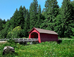 1270 Fisher School Covered Bridge crosses "Five Rivers" near Corvallis 44°17'29.8"N 123°50'28.3"W