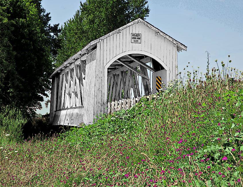 Gilkey Covered Bridge across Thomas Creek near Scio 44°41'16.4"N 122°54'11.9"W