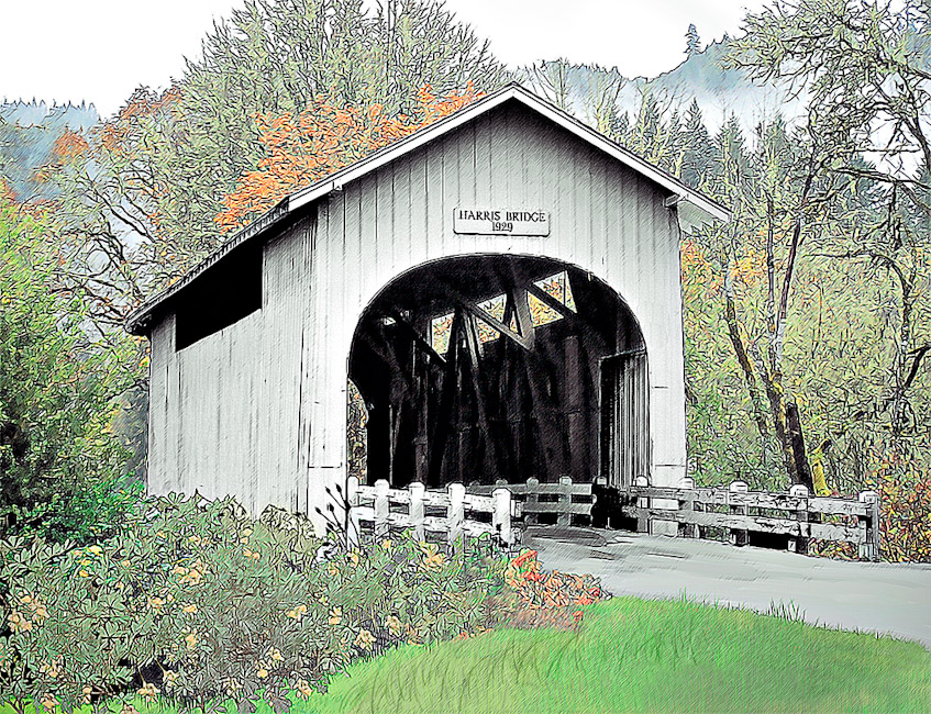 Harris Covered Bridge over Mary's River near Corvallis 44°34'48.2"N 123°27'37.1"W