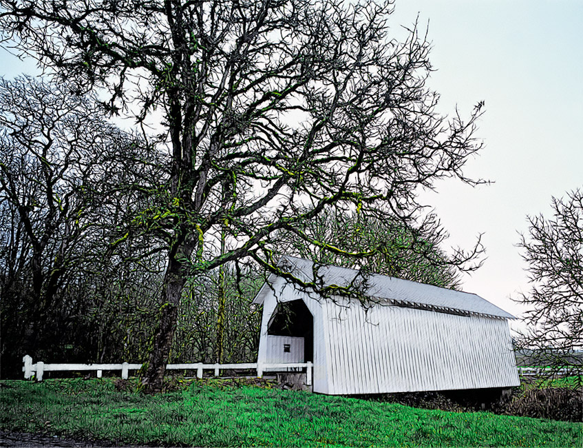 Irish Bend Covered Bridge, on OSU campus, Corvallis, OR 44°33'59.6"N 123°18'03.3"W