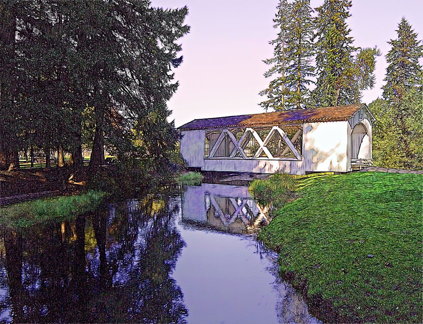 Jordan Covered Bridge in Pioneer Park, Stayton from Gal 22 44°47'55.2"N 122°47'09.2"W