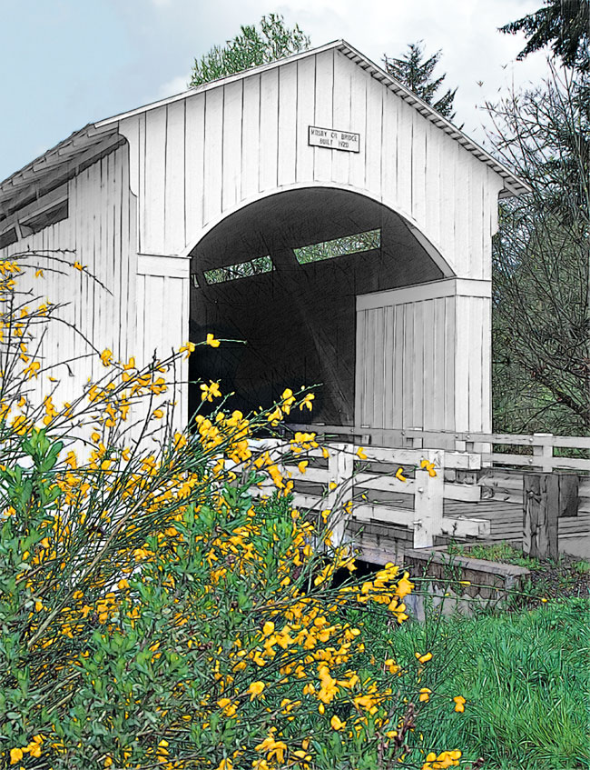 Mosby Creek Covered Bridge, Cottage Grove, OR 43°46'41.7"N 123°00'17.2"W