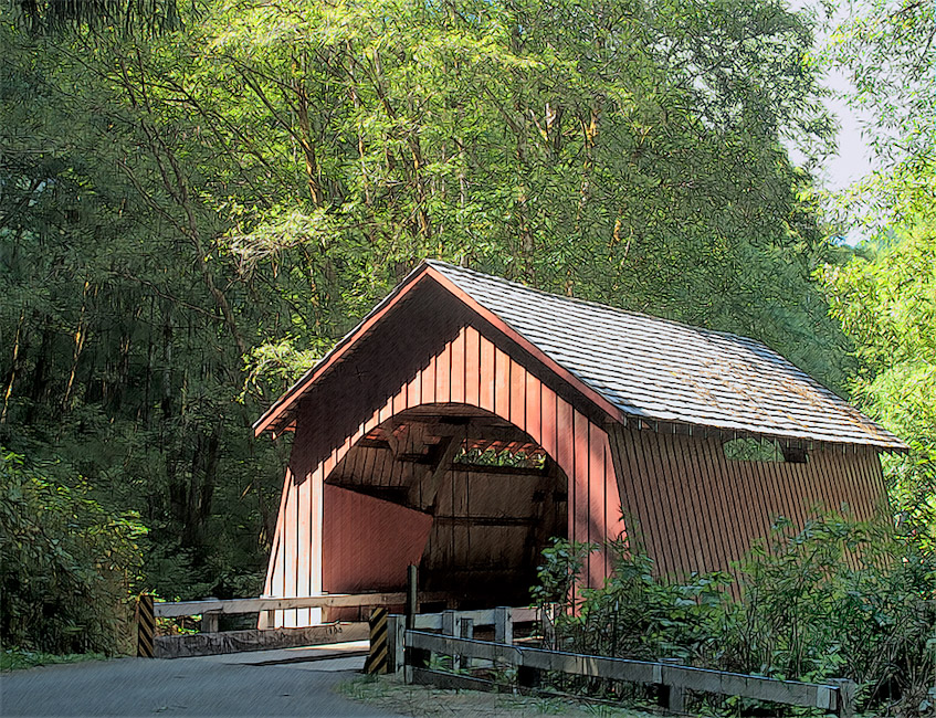 North Fork Yachats Covered Bridge, Yachats, OR 44°18'35.9"N 123°58'10.9"W