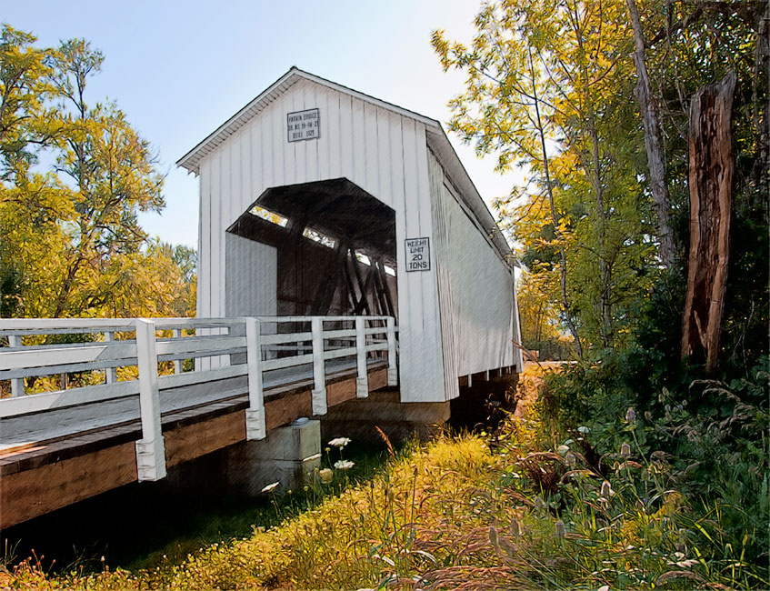 Parvin Covered Bridge over Lost Creek, Dexter OR 43°53'58.0"N 122°49'22.8"W