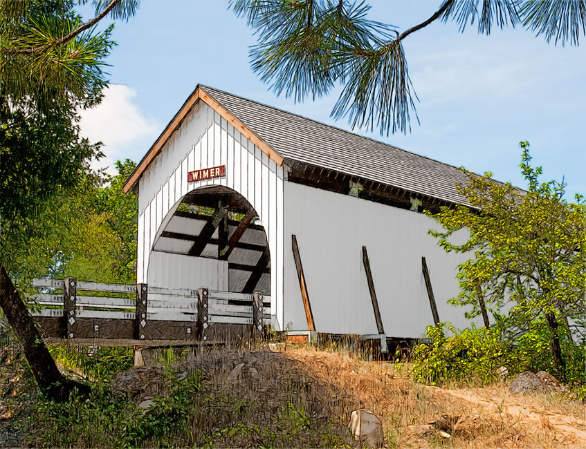 Wimer Covered Bridge   East of Grants Pass 42°32'17.3"N 123°08'59.3"W