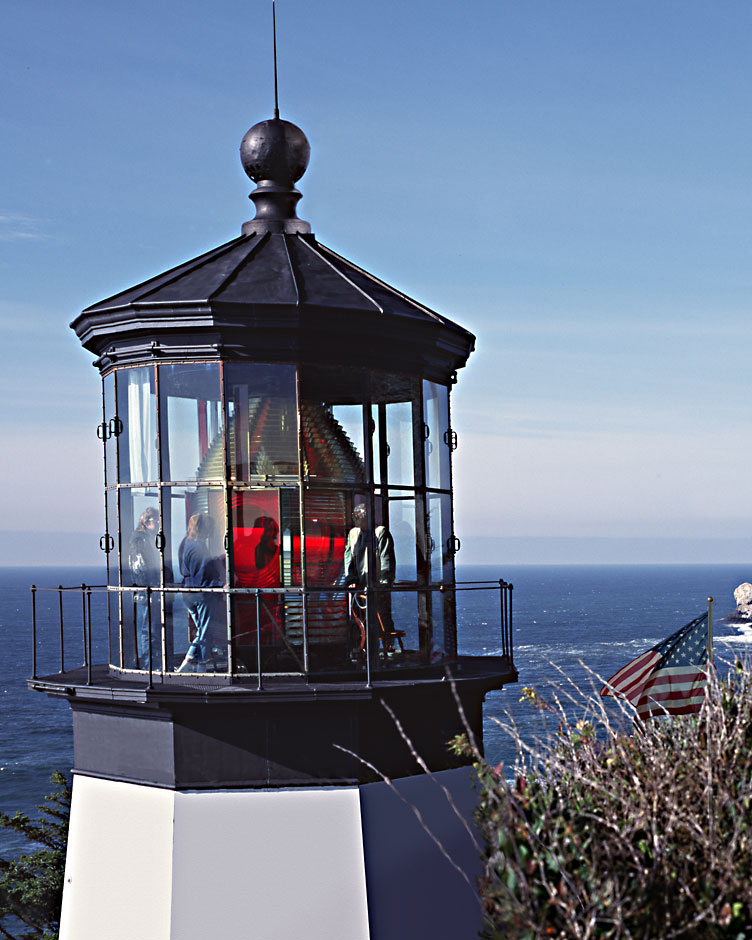 Cape Meares Lighthouse 38 foot tower...shortest... built 1890 on a 200 ft cliff