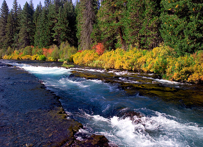 Metolius River photo with Wizard waterfall; Oregon river pictures for sale as framed art, canvas or digital files