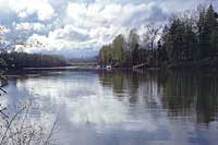 Willamette River and puffy clouds